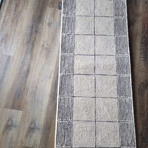 Beige and Gray Geometric Runner Rug